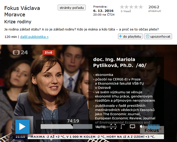 Doc. Mariola Pytlikova na ČT 24