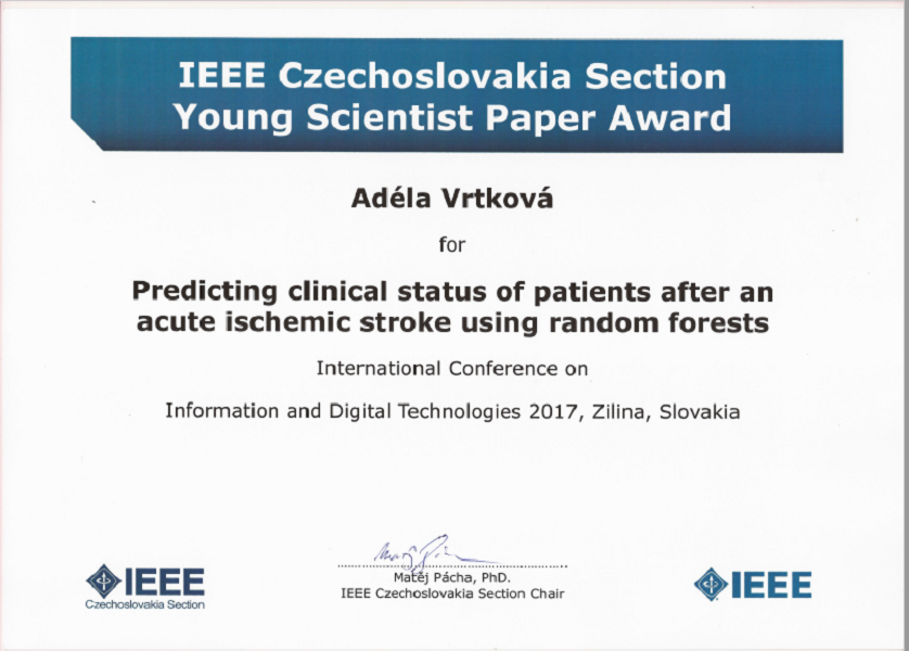 Young Scientist Paper Award - ocenění na mezinárodní konferenci věnované digitálním technologiím 