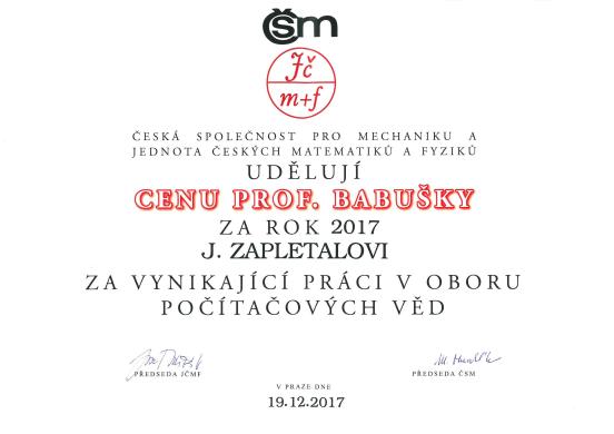 Cena profesora Babušky 2017