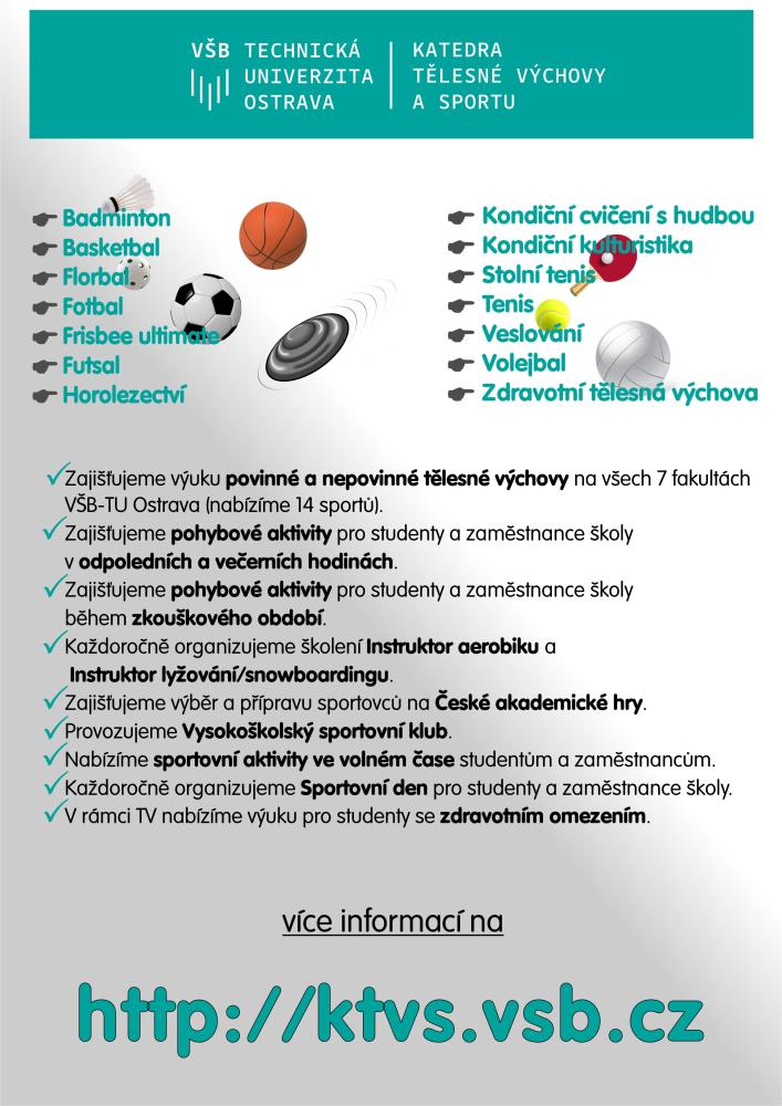 Harmonogram volby sportu a zahájení výuky TV v zimním semestru 2019/20