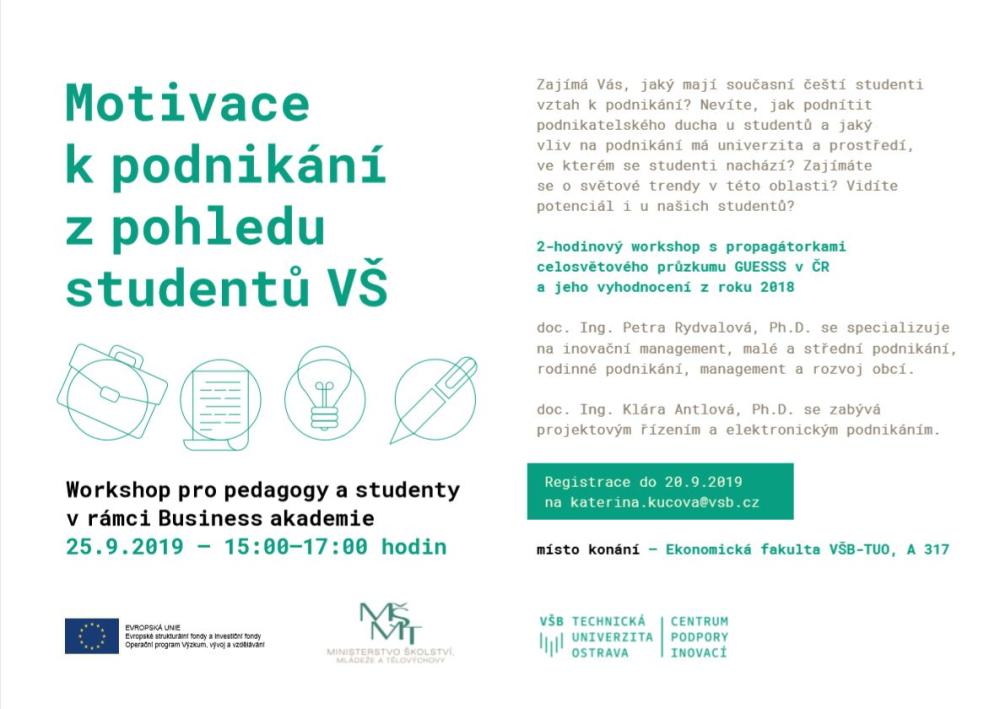 Business akademie workshop - Motivace k podnikání z pohledu studentů VŠ