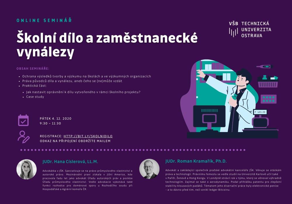 online seminář: Školní dílo a zaměstnanecké vynálezy