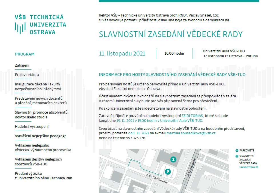 Slavnostní zasedání Vědecké rady VŠB-TUO