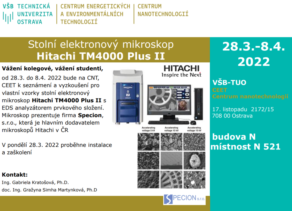 Stolní elektronový mikroskop Hitachi TM4000 Plus II