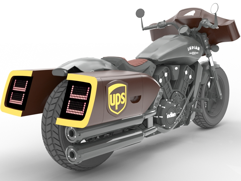 Design příslušenství pro motocykl  Indian Scout Bobber ve službách UPS