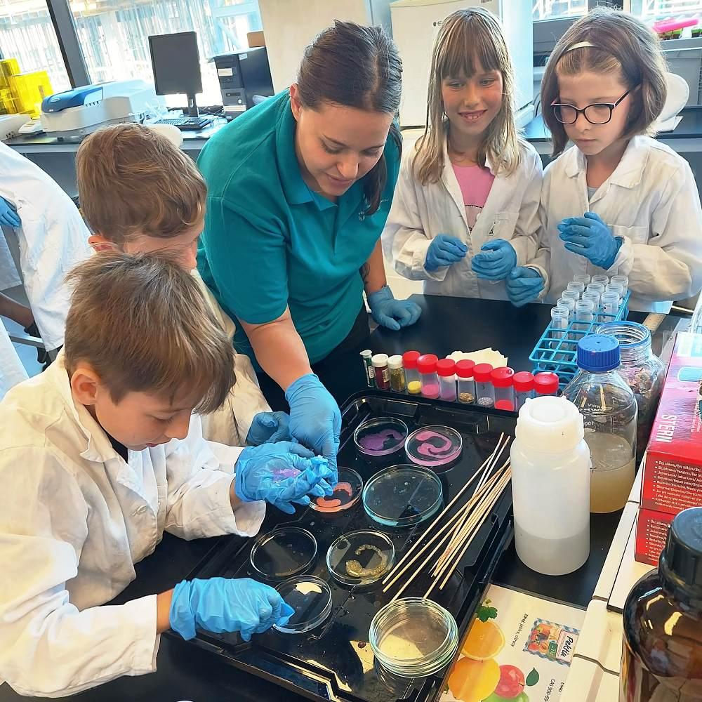 Little Campers turned into researchers in the research centre's laboratories