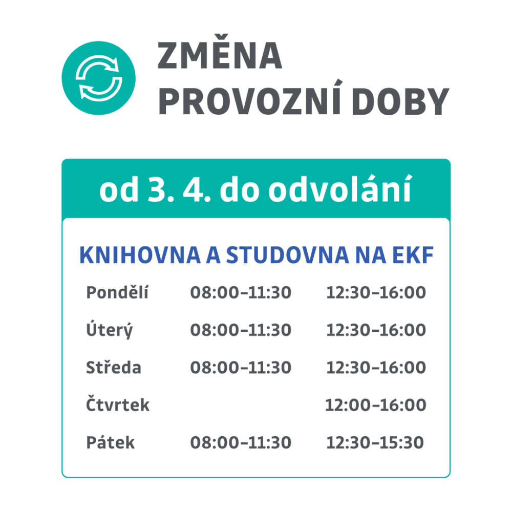 Pozor na změnu provozní doby Knihovny a studovny na EKF