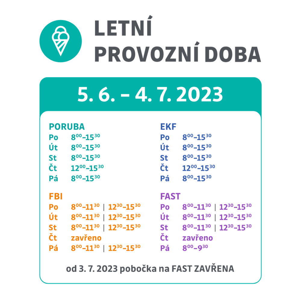 Letní provozní doba ÚK