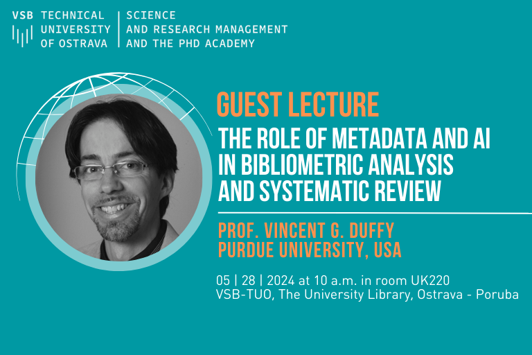 Pozvánka na přednášku "The Role Of Metadata And AI In Bibliometric Analysis And Systematic Review"