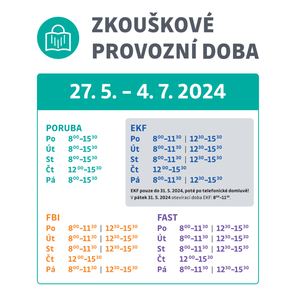 Provozní doba ÚK během zkouškového období