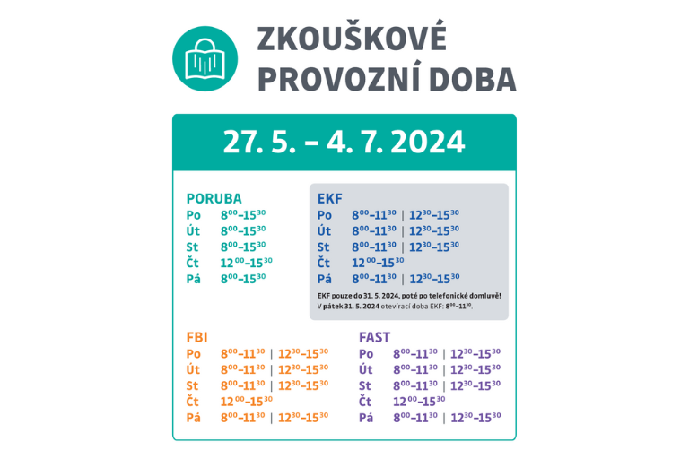 Provozní doba ÚK během zkouškového období