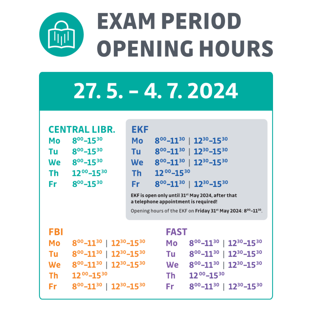 Exam Period Opening Hours (May 27 - July 4, 2024)