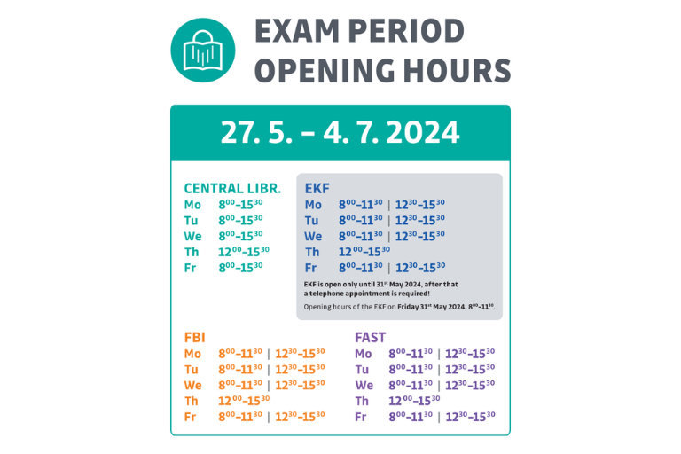 Exam Period Opening Hours (May 27 - July 4, 2024)
