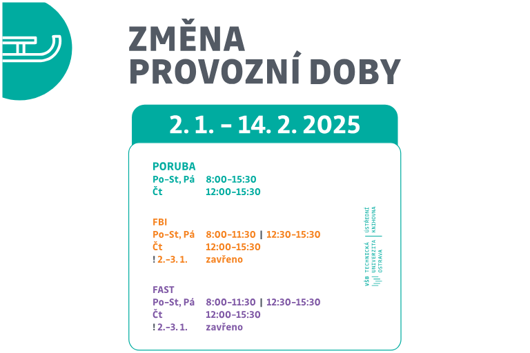 Změna provozní doby Ústřední knihovny od 2. 1. do 14. 2.