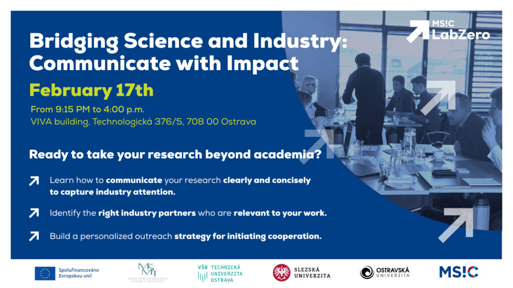 Workshop pro vědce: Bridging Science and Industry: Communicate with Impact