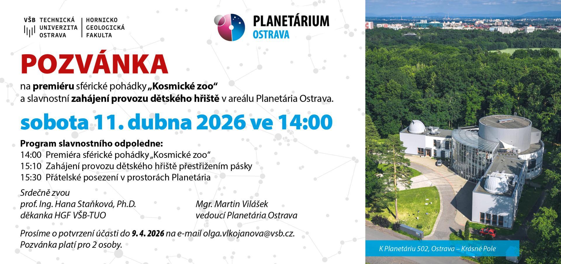 Planetárium Ostrava otevírá nové dětské hřiště a uvádí film Kosmické zoo