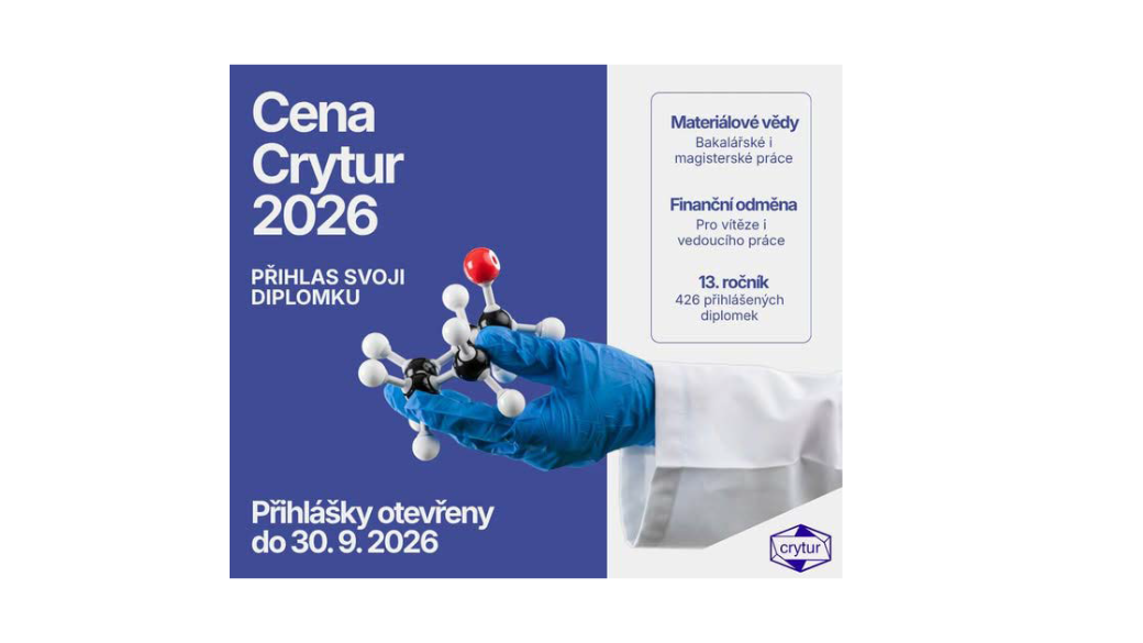 CENA CRYTUR 2026 – Soutěž o nejlepší diplomovou práci v materiálových vědách