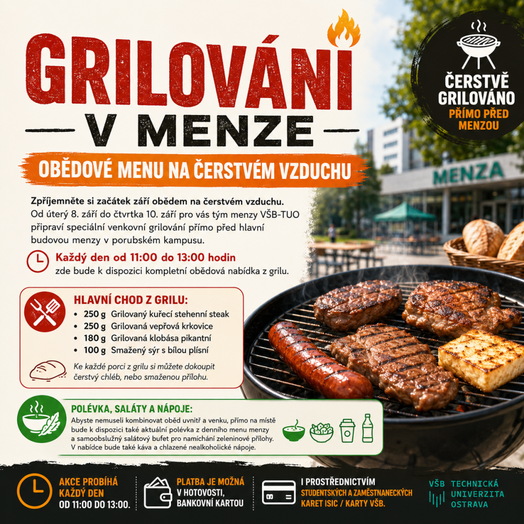 Grilování před menzou: Obědové menu na čerstvém vzduchu