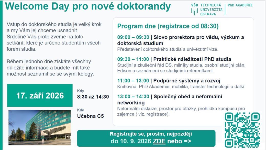 Welcome Day pro nové doktorandy
