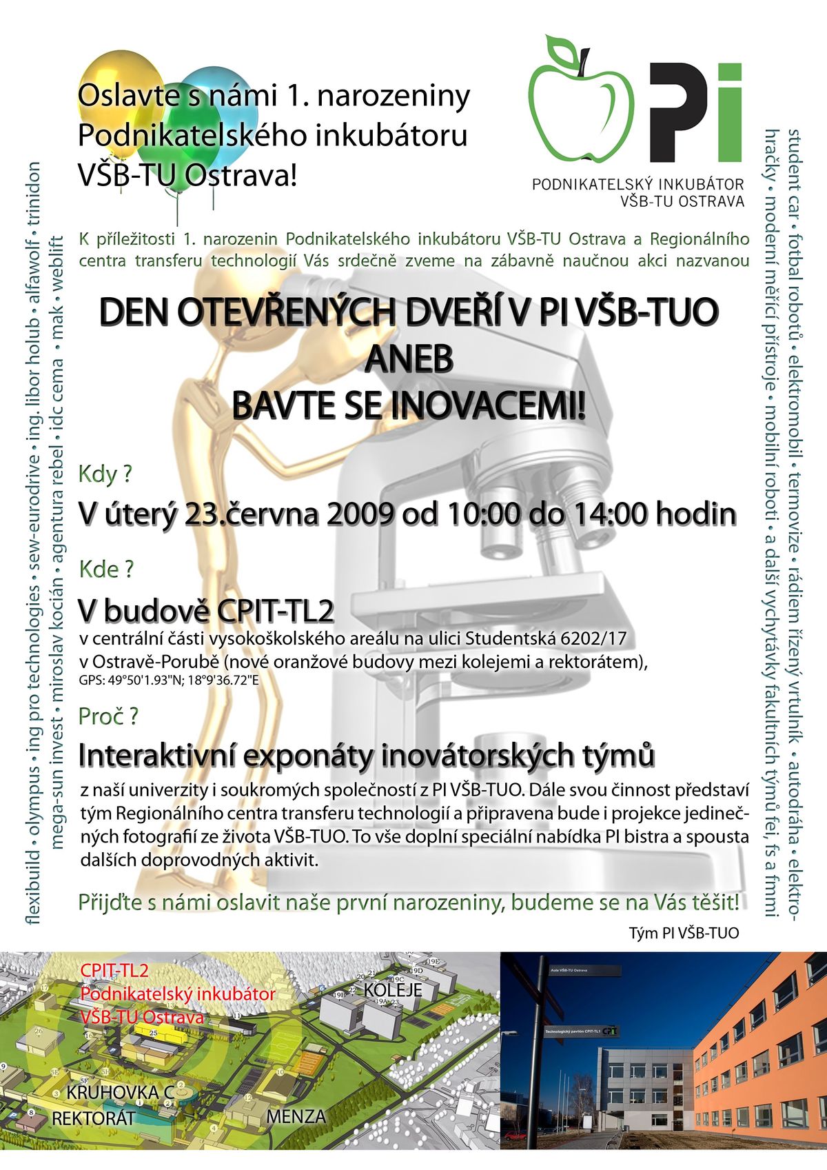 Den otevřených dveří v Podnikatelském inkubátoru VŠB-TUO